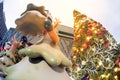 Animal statue and light decorate beautiful on Christmas Tree.